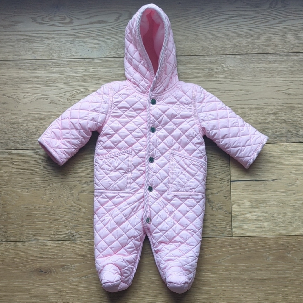 Ralph Lauren | Pink Quilted Snowsuit with Snaps & Anti Scratch Cuffs